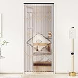 Poyujkyhr Türvorhang Bambus 31 Stränge Perlenvorhang Balkontür Türvorhang Insektenschutz Fliegenvorhang Deko Holzperlen Vorhang Fadenvorhang Raumteiler Vorhang Für Türen Schränke Fenster 208 * 90Cm