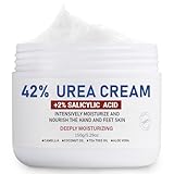 OUKEYA Urea Creme 42% mit 2% Salicylsäure, Fusscreme Feuchtigkeit & Reparatur für Trockene, Füße, Fersen, Knie, Urea Handcreme für Hände, Fußcreme, Hornhautentferner, Entfernt Hühneraugen, Tote Haut