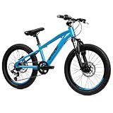 Goetze Sigma MTB Hardtail für Kinder | 20 Zoll Laufrad | 11 Zoll Aluminiumrahmen | 6-Gang Kettenschaltung mit Drehgriff | Scheibenbremsen | Federgabel mit 60 mm Federweg | 90% vormontiert