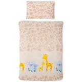 Gräfenstayn® 2-TLG. Kinderbettwäsche Set mit Tiermotiv und integriertem Reißverschluss - aus 100% Baumwolle (Renforce-Qualität) - Deckenbezug 135x100cm und Kissenbezug 60x40cm (Giraffe & Koala)