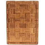 Holzhackbrett, 14 x 10 x 1 Zoll Hackbrett Holz mit Saft Groove Checker Textur Holz Servierbretter zum Schnitzen von Fleischkäse Brot Gemüse