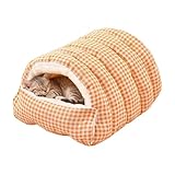 Katzenhöhle – 43 x 40 x 28 cm großes Plüsch-Nest, warmes Bett, halbgeschlossene, waschbare Katze, zum Spielen, Verstecken und Ausruhen, für Kätzchen, Welpen, Schlafen, Faulenzen, Winter, Komfort