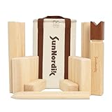 SunNordik Kubb Wikingerspiel, Gummibaumholz, mit Segeltuch-Tragetasche und Spielanleitung, Outdoor-Wurfspiel