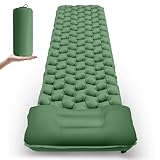Isomatte Camping, Ultraleichte Aufblasbare Isomatte mit Kissen, Wasserdichte und Feuchtigkeitsbeständige Camping Luftmatratze, Aufblasbare Luftmatratze, für Camping Wandern Reisen Backpacking Grün
