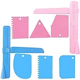 INSPUTOL 2 Stück verstellbare Kuchenglätter Polierer, 6 Stück Verschiedene Kuchen Buttercreme Schaber, Zuckerguss glatter Fondant Creme Kantenglättung Dekorationswerkzeuge für Kuchen Creme Brot Cream