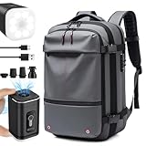 Bewinner Vakuum Rucksack – Wasserabweisender Erweiterbarer 60L mit Vakuum Kompression, Anti Diebstahl Airbag Vacuum Backpack für Reisen (GRAU)
