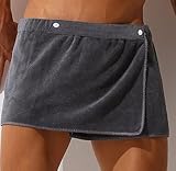 Set Saunakilt und Handtuch für Herren Saunakilt Herren Verstellbar Saunahandtuch Duschtuch mit Druckknöpfe Große Schnelltrockend Saunatuch Saunarock Saunasarong mit Taschen