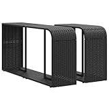 vidaXL Outdoor Regal 2 Stk., Standregal mit viel Stauraum, Gartenregal mit Stahlrahmen, Terrassenregal Gartenmöbel, Schwarz Poly Rattan