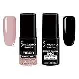 Sincero Salon- Fiberglass Gel Base Cover Pale und Top Coat Gel Super Shiny INO - Unterlack und Überlack - UV Gel Nagellack - Gel Nägel für Maniküre - Schutz vor Kratzern -Nagelhärter - Gel Nail Polish
