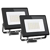 Aigostar LED Strahler außen 30W Naturweiß 4000K 3160 Lumen Scheinwerfer IP65 Wasserdicht Außenstrahler für Hell Garten Garage Sportplatz Hof Fluter 2 Packungen(2)