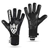 Keeperking Torwarthandschuhe für Erwachsene Fußballhandschuhe Herren Innennaht Profi Grip 4mm Fester Sitz Unisex Jonior (10,Schwarz-Neg)