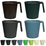 Greentainer Tasse mit Henke,Wiederverwendbare 500 ml Kaffeetassen aus Plastik,8er Trinkbecher für RV,Party,Picknick,Camping|Becher ohne Melamin für Wasser Milch Tee|Spülmaschinen & Mikrowellengeeignet