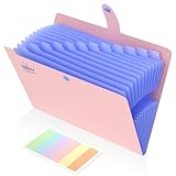 Dokumentenmappe A4 Mit 12 Fächern, Etiketten, Tragbar Ordnungsmappe Mappen Ordnersystem, Document Folder Für Zuhause, Büro, Schule Und Auf Reisen (Rosa)