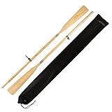 John Paddle Set:1 Paar Holzruder Bootsriemen + 2 Ruderdollen (2 Ruderlager + 2 Kragen) aus Edelstahl + Oar Sleeve (Rudertasche) - EU Produktion (210 cm, Ruder mit Ruderdollen und Rudertasche)