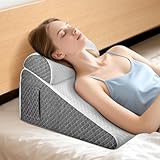 Vielseitig Keilkissen mit Nackenrolle, 25D Memory-Schaumstoff Lesekissen für Bett und Sofa, Ergonomisches Kopfkissen für Reflux Schlafapnoe, Lendenkissen, Beinkissen, Rückenstützkissen, L50xB50xH26cm