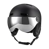 Asixxsix Skihelm mit Schutzbrille, ABS-Außen-EPS-Innenfutter, Snowboard-Helm, Abnehmbares Innenfutter, Ohrpolster mit 12 Belüftungsöffnungen, Abnehmbares Visier für (L Kopfumfang 59 61CM)