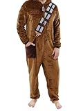 Star Wars Herren Onesie | Chewbacca Kostüm Fleece Schlafanzug | Schlafoveralls Für Manner Braun Large