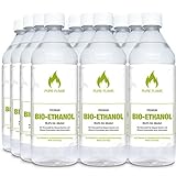 Bioethanol 96,6% – 12 x 1L Flaschen zum handlichen Gebrauch- Reinheit, Qualität, Sicherheit & nachhaltige Herstellung - Made in Germany