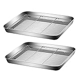 VOSAREA 2Sätze Edelstahl Backblech Mit Ablassregal Multifunktionale Grill Und Aufbewahrungsschalen Für Zuhause Zum Frittieren Und Backen