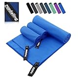 Mikrofaser Handtuch 3er Set - Groß 200*100cm & 2 Klein 80×40cm, Schnelltrocknend Microfaser Sporthandtuch, für Reisehandtuch, Badetuch, Fitness & Sport Handtücher und Strandtuch (Königsblau)