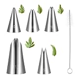 6 x Blatt-Spritztüllen, Kuchendekorationsspitzen, Edelstahl-Tiping, Blatt-Spritztüllen, Zuckerguss-Düse, Cupcake-Dekorationsset, Kuchendekorations-Werkzeuge für Gebäck, Fondant, DIY-Backwerkzeuge mit
