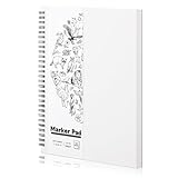 Marker Papier, 19.3 x 25.4cm Skizzenblock 200g/m² Skizzenbuch Blanko Malblock Kinder Zeichenblock Spiralgebundenes Papier zum Skizzieren Illustrieren Malen (30 Blatt/60 Seiten)