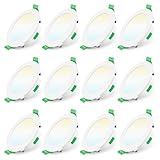 ALUSSO LED Einbaustrahler 230V Dimmbar 68mm 7W Ultra Flach IP44 LED Spots Warmweiß Neutralweiß Kaltweiß Deckenspots für Badezimmer Küche Wohnzimmer, Weiss, 12er Set