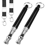 YQQYG 2 Stück Hundepfeifen, Hundepfeife zum Stoppen des Bellens, Hundepfeife Rückruf, Einstellbare Ultraschall-Hundepfeifen mit Lanyard Hundetrainingspfeifen(Schwarz)
