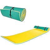 Schwimmende Wasserpolstermatte mit Lagerbändern hüpfende Tränenresistente 2-Schicht-XPE-Schaum, Roll-up-schwimmende Inselflüsse für Pool See Ocean Boat,110x40x3.5CM