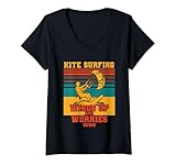 Damen Kite Surf Kiteboarding T-Shirt mit V-Ausschnitt