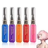 5 Stück Haarmascara,Temporäre Haarfarbe,Sofort Haarfarbe Farbstoff für Kinder,Waschbar Farben Haarkreide Kamm,Geeignet für Halloween,Weihnachten,Karneval,Cosplay,Geburtstag