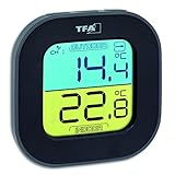 TFA Dostmann FUN Thermometer mit Aussensensor Funk, innen/aussen, digital, Tendenzpfeilen, schwarz, L95 x B45 x H165 mm