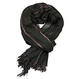 Pashmina-Schal für Herren, Baumwolle, Leinen, gestreift, für Frühling und Winter, warm, kurze Quaste, Pashmina-Schal, Army En8, Einheitsgröße