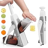 Myiosus Safety Slicer Gemüsehobel, manuell, multifunktional, aus Edelstahl, für alle Gemüseschneider, verstellbare Klinge für Kartoffeln, Karotten, Käse, Nüsse (grau)