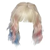 Cosplay Perücken für Frauen Halloween Kurze Lockig Bunte Perücken mit Pony Dekoration Party Rollenspiel Zubehör für Frauen Mädchen Cosplay Party