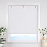 ESLIR Raffrollo ohne Bohren Uni Gardinen Küche Blickdicht Raffgardinen mit Hakenaufhängung Bändchenrollo für Fenster ohne Bohren Weiß BxH 80x140cm 1 Stück