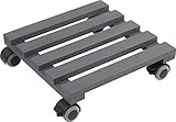 Metafranc Pflanzenroller 300 x 300 mm - 60 kg Tragkraft - Kiefer-Platte - Grau - TPE-Rollen mit 2 Feststellern / Indoorroller / Blumenroller / Transporthilfe für Pflanzen / 825260 grau (glatt)