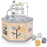 mamabrum 7-in-1 Lernwürfel - Baby Spielzeug mit Motorikschleife, Abakus, Uhr, Zahnräder, Formsortierer & Labyrinth - Spielzeug ab 1 Jahr für Motorik & Entwicklung