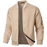 WAZHAKU Dünne Herbstjacke Herren Leicht Bomberjacke Dünne Blouson Stehkragen Business Casual Blouson Jacke mit Taschen Lässig Herbst Winter Casual Übergangsjacke Fliegerjacke Freizeitjacke
