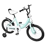 SUONTY 16 Zoll Kinderfahrrad, Fahrrad mit Stützrädern, Höhenverstellbar Kinderrad Fahrrad, Urban Mädchenfahrrad 3 Rad Fahrrad, Neutral Radfahren Trainingsrad,(Grün)