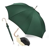 LANGENBERG Stockschirm Sturmfest aus hochwertigem Bambus - Großer Regenschirm mit Ø105 cm Spannweite und automatischer Öffnung - Stockschirm Herren und Damen - Stockregenschirm (Dunkelgrün)