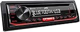 JVC KD-T702BT CD-Autoradio mit Bluetooth Freisprecheinrichtung ( Hochleistungstuner, Soundprozessor, USB, Android & Spotify Control, 4x50 Watt, Rot/Schwarz)