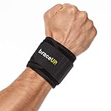 BraceUP - Handgelenkbänder und Kompressionsbinden für Sehnenscheidenentzündungen, Tennis, Fitnessstudio, Training, eine verstellbare Größe (Schwarz)