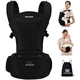 Bebear Babytrage,Bebamour Babytrage für 0-36 Monate, 3D Air Mesh Babytrage Rucksack für Neugeborene bis Kleinkinder, nach Sicherheitsstandard zugelassen, ergonomischer 6 in 1 Fronttrage(02 Black)