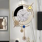 GERHWASH Wanduhr Groß Modern Design Wohnzimmer 70×42cm Wanduhr Ohne Tickgeräusche Römische Ziffern Wanduhr Schwarz Gold, für Schlafzimme Esszimmer Dekoration Uhr Wand