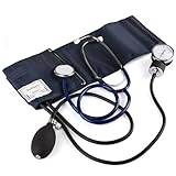 LotFancy Manuelles Blutdruckmessgerät, Aneroid Blutdruck Manschette und Stethoskop Set mit Reißverschluss-Etui für Rettungsdienst, Arzt, Praxis