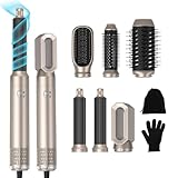 Air Styler 6 in 1 Hair Styler Warmluftbürste Föhn Rundbürstenföhn Haartrockner Haarstyler Multistyler Heißluft Hairstyler 1000W Hair Dryer Haarstyling Stylingbürsten, Gold