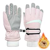 lifwimner Handschuhe Kinder Winter, Skihandschuhe für Jungen Mädchen wasserdichte Winddichte Winterhandschuhe für Snowboard Skifahren Outdoor Sports(Rosa, L)