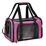 Transportbox für Hunde & Katzen – Faltbare Tiertransportbox mit Tragegriff – Atmungsaktive Hundebox & Katzenbox für Auto, Flugzeug & Reisen (Rosa)