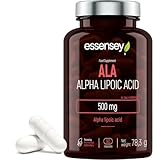 ESSENSEY - Alpha-Liponsäure I 500 mg I 90 Kapseln I Für Vegetarier I (6 Wochen Vorrat) I Leicht zu schlucken I Zellulosekapsel